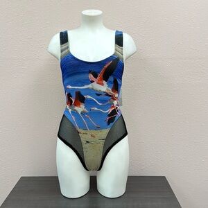 Elegant Flamingo Print One-Piece Swimsuit